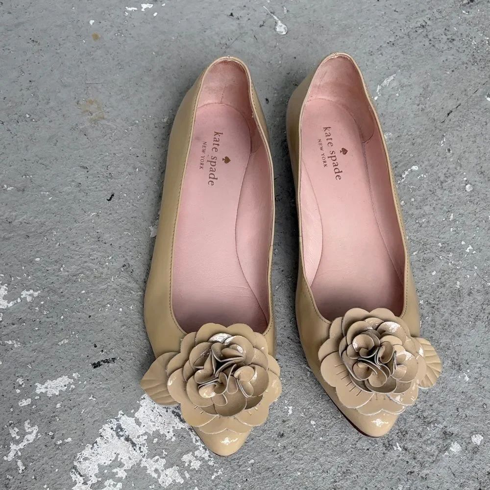 Kate Spade patent leather flower flats